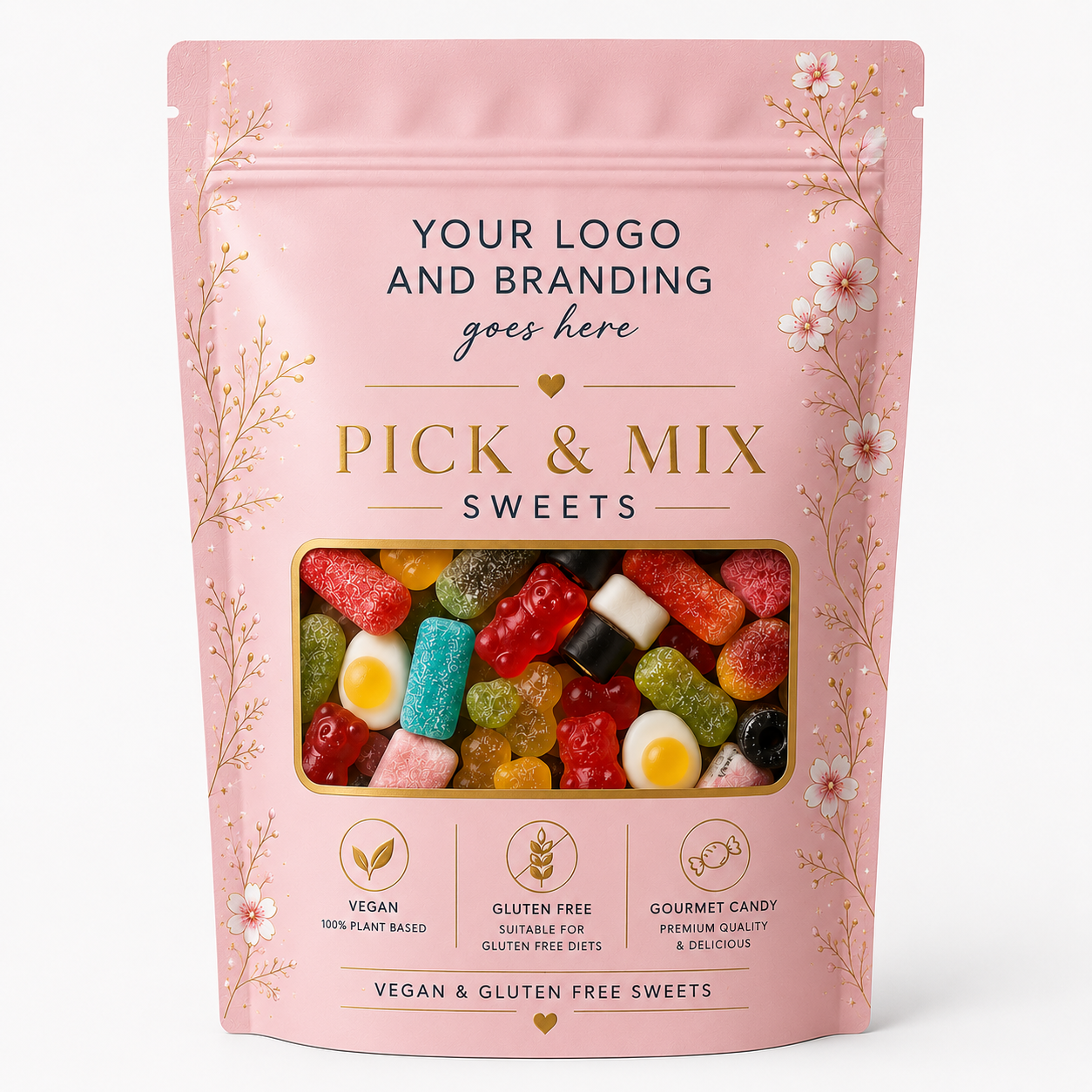 Pick & Mix candy or chocolate in branded pouch bags